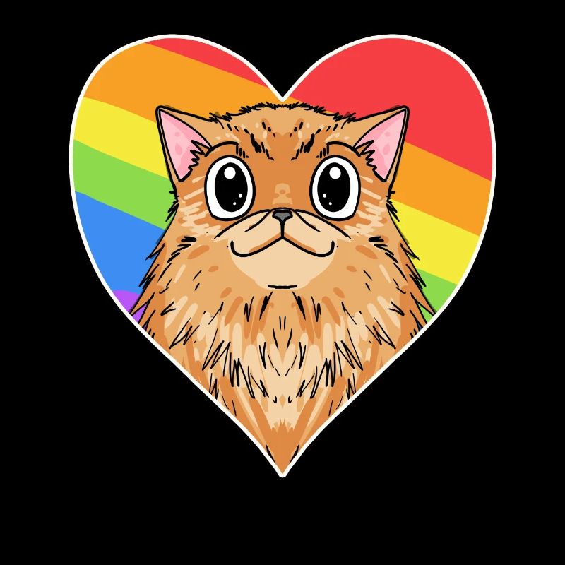Regenbogen - Katze mit Herz