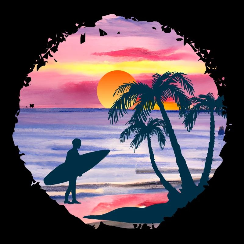 Aquarelle de plage de coucher de soleil d’été