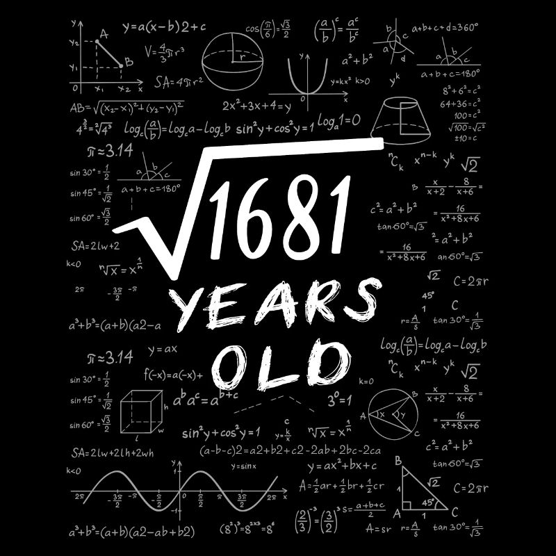 41st Birthday 41 years Square root of 1681 math