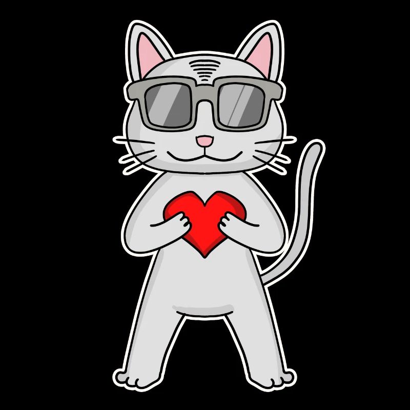 Chat avec coeur et lunettes - Devon Rex