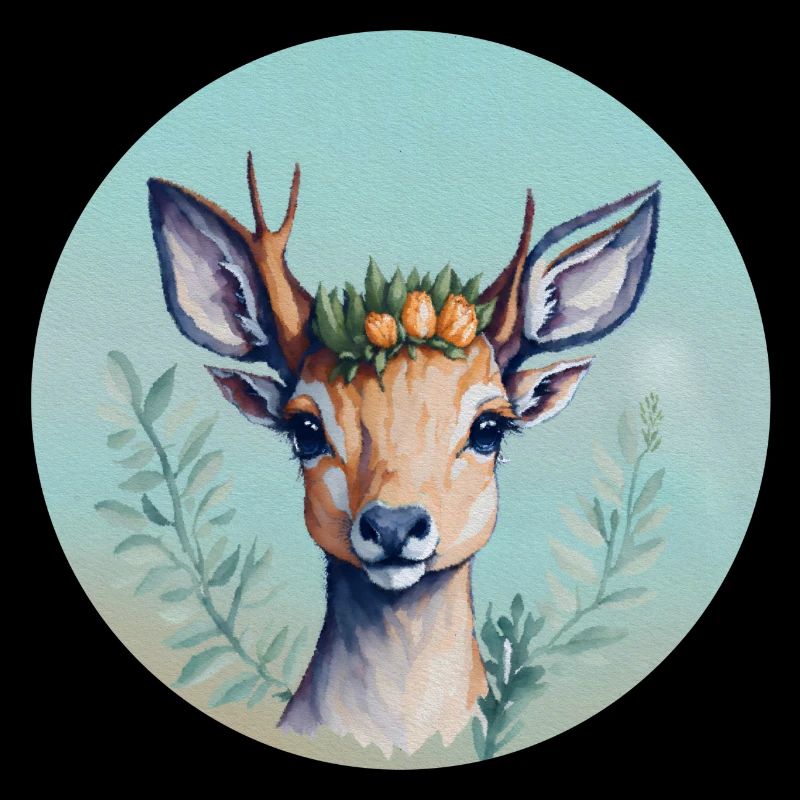 Cute Deer with Flower Crown