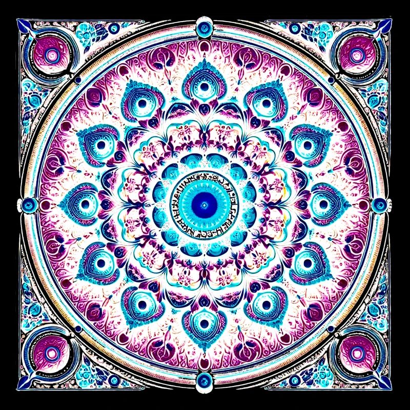 Mandala Orbital Bleu-Rose