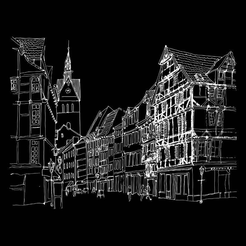 Stadtskizze Linie Kunst Straßenszene