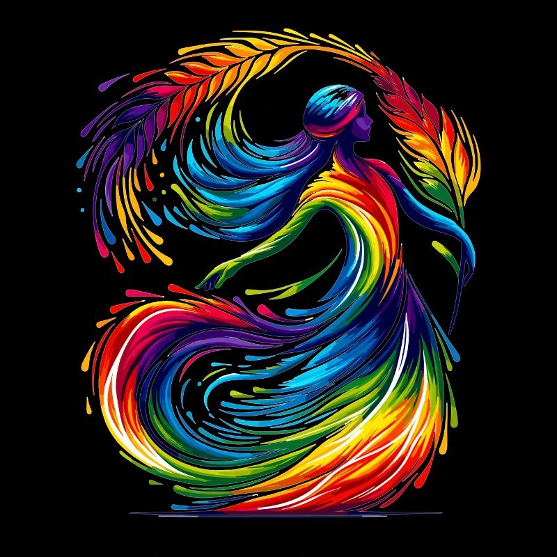 Jungfrau Sternzeichen Sternzeichen Regenbogen Design