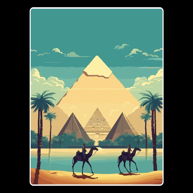 Le Caire, Égypte, Grandes Pyramides De Gizeh, Affiche De Voyage