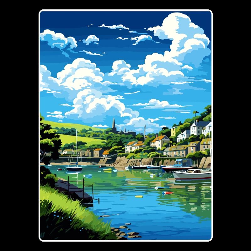 Fowey River Angleterre Affiche de voyage vintage souvenir
