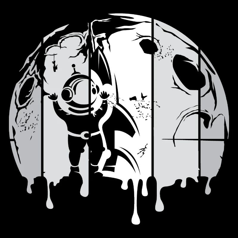 moon astronaut space rocket graffiti retro logo