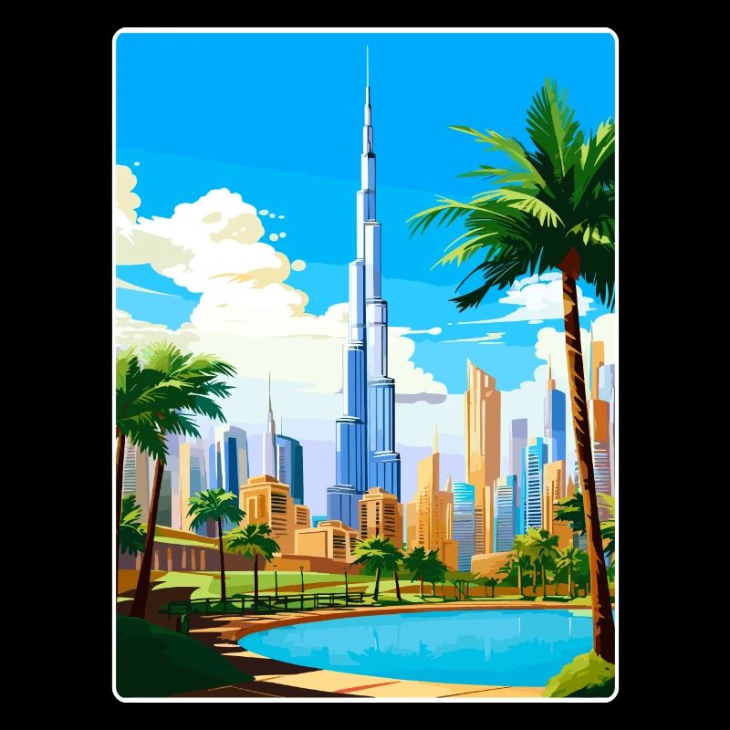 Dubaï Émirats arabes unis Affiche de voyage souvenir
