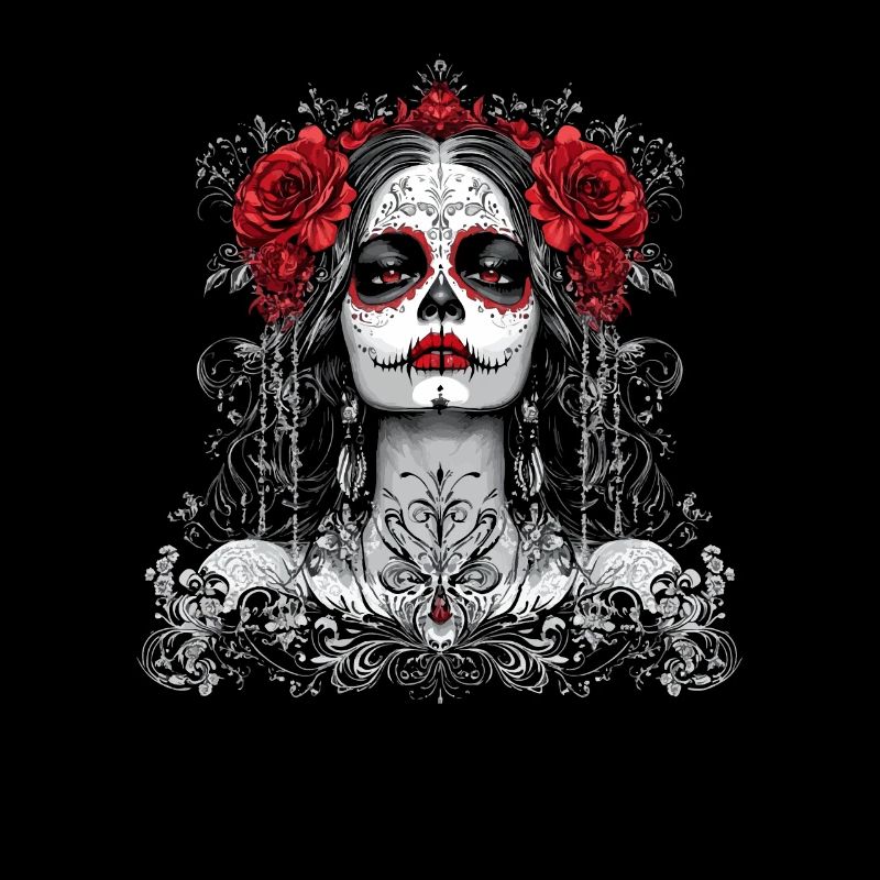 Gothic Catrina with Roses for Dia de los Muertos
