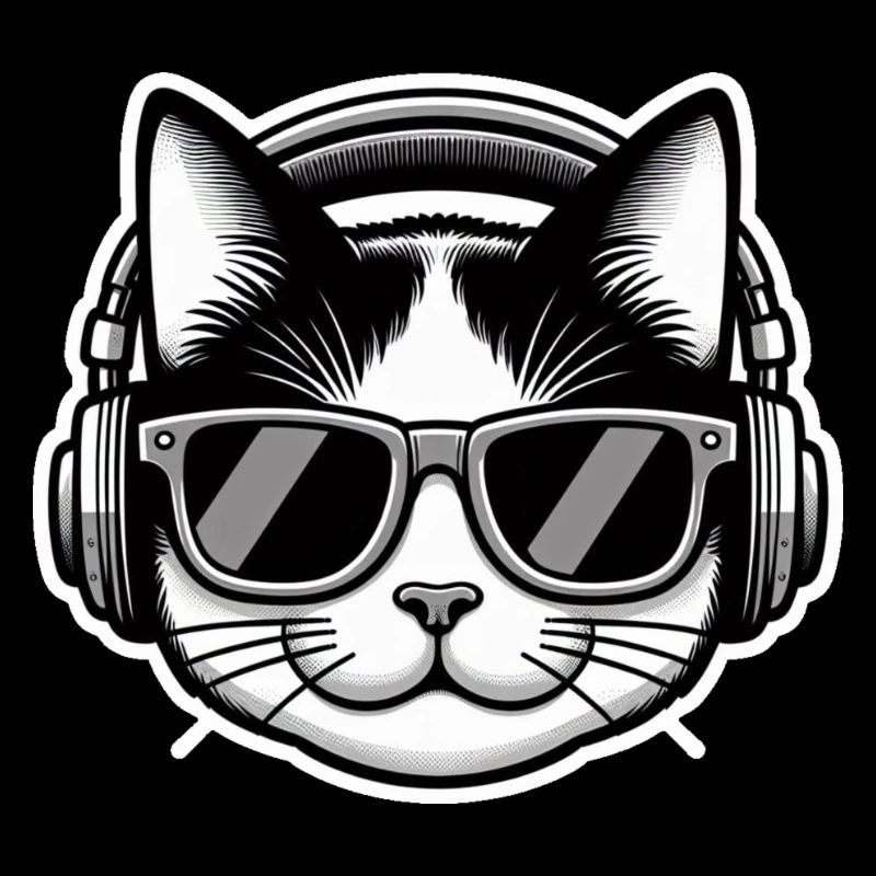 Katze Brille Kopfhörer