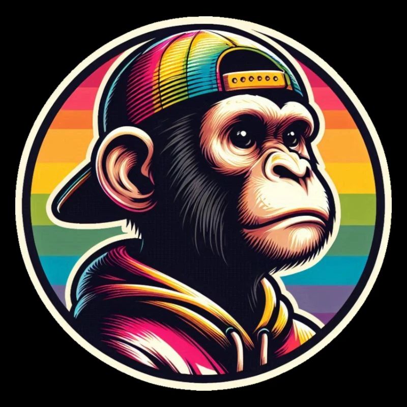 Casquette à capuche Monkey Arc-en-ciel