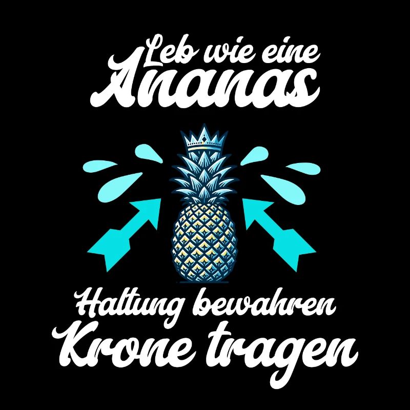 Ananas mit Krone und Spruch