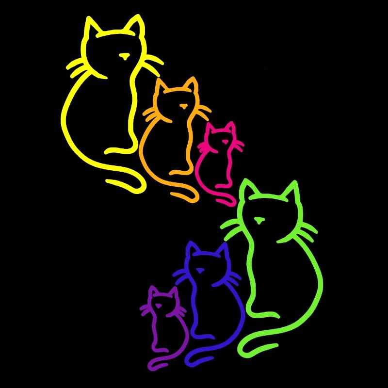 Regenbogen Katzen Katze 80er 90er Vintage Kätzchen