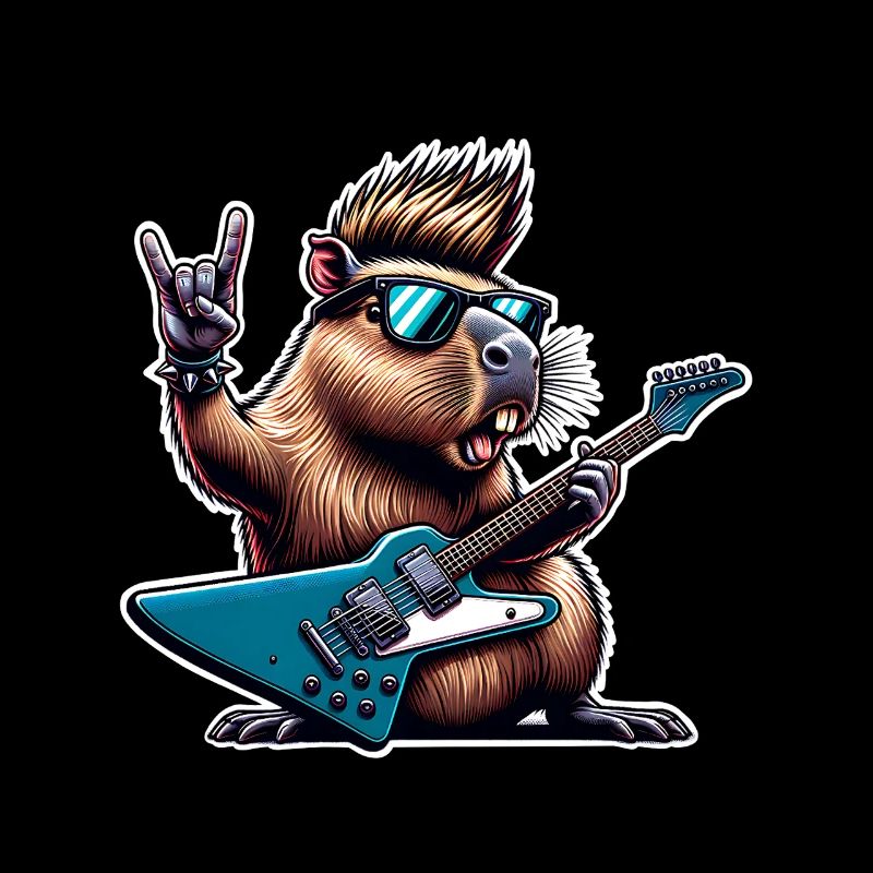Capybara Rock and Roll Guitarist