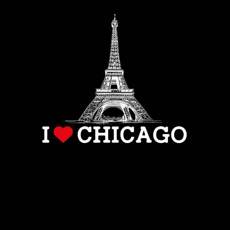 J’aime Chicago Cool Heart Drapeau Tour Eiffel Jeu de mots