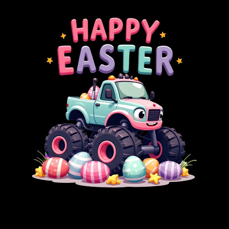 Boys Happy Easter Monster Truck Easter Eggs