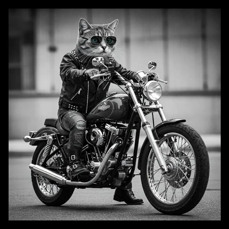 Chat Motard Rock : Design Cool et Original