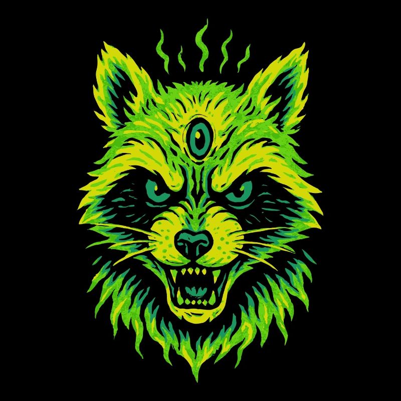 Mystical raccoon with third eye
