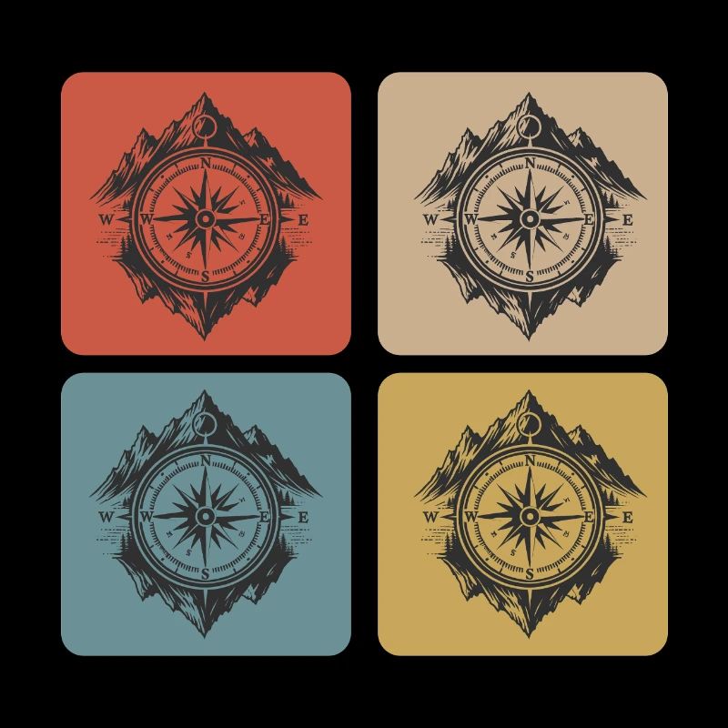 Compass & Mountains Vintage Design