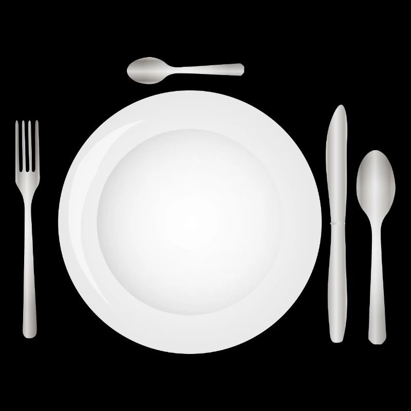 Table setting with empty plate & cutlery