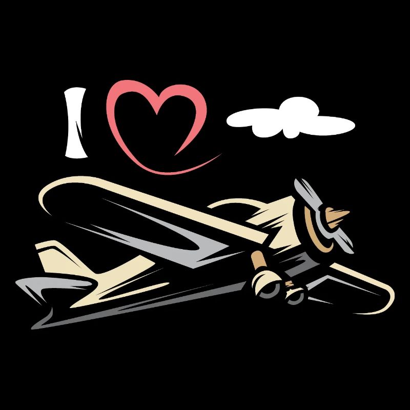 Flugzeug Liebe - Fliegerei und Piloten Symbol
