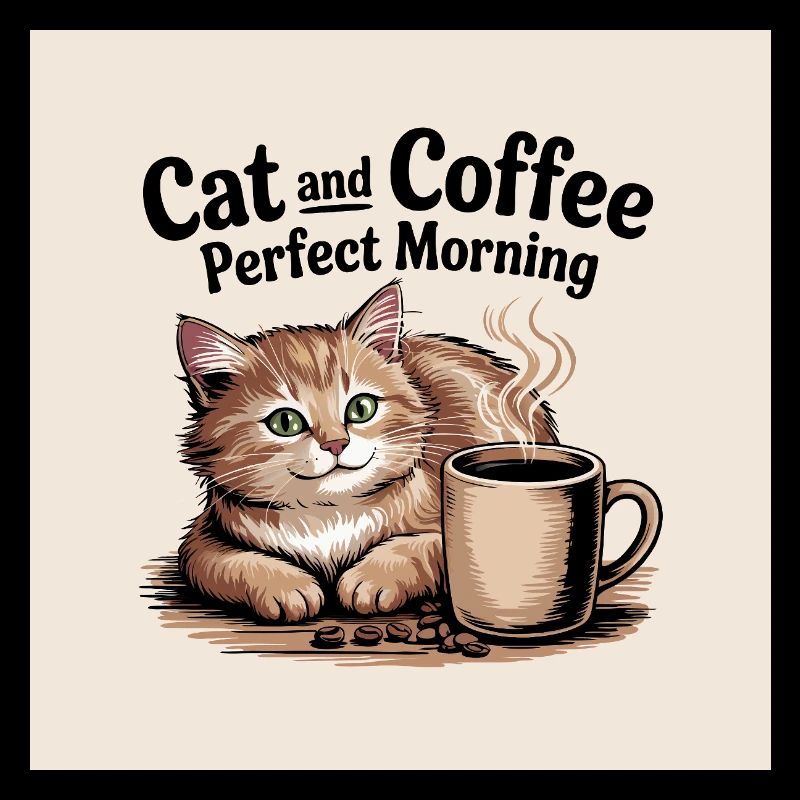 Le chat et le café sont une matinée parfaite