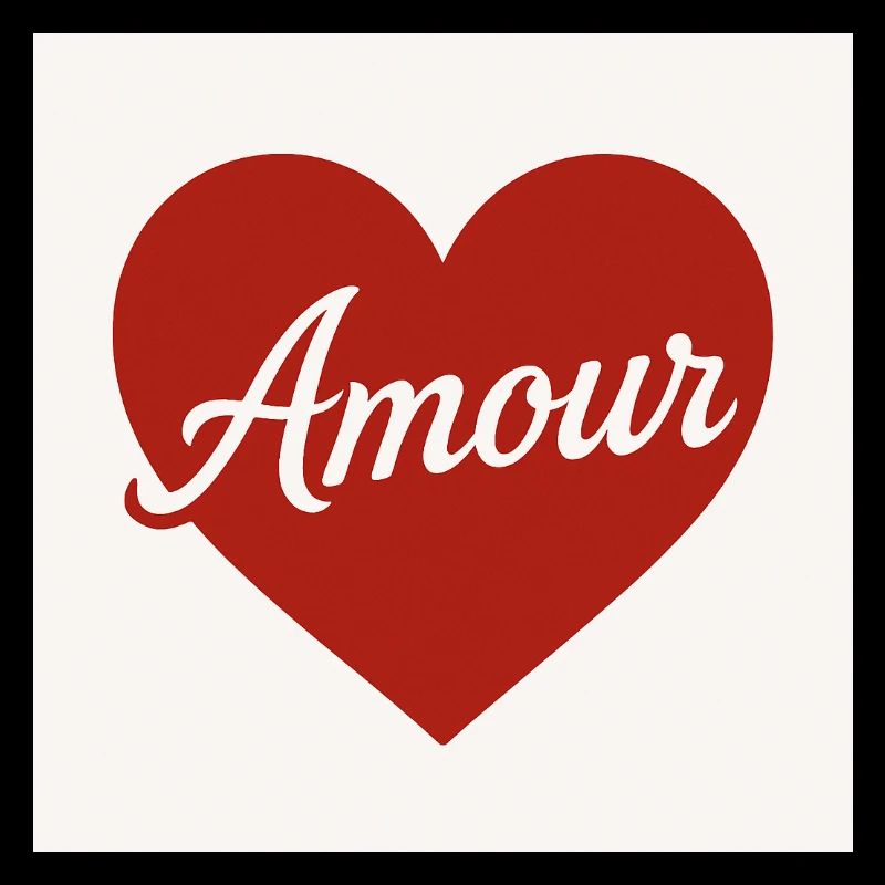 Liebevolle Herzform mit Amour-Text