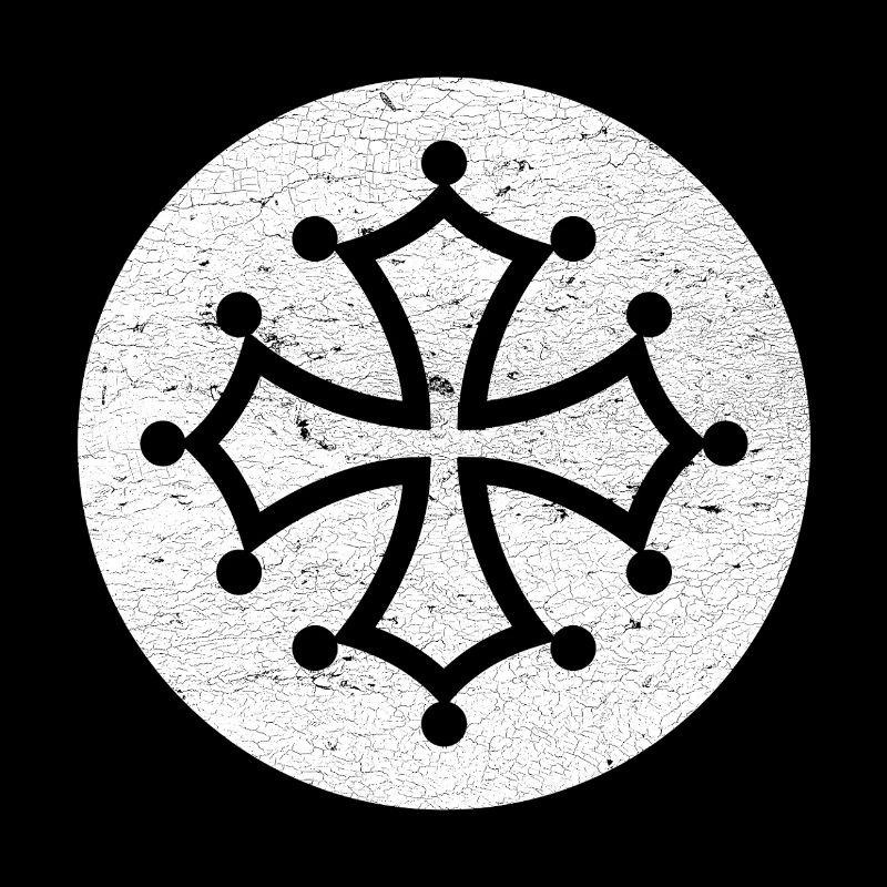Croix cathare dans cercle blanc - symbole occitan