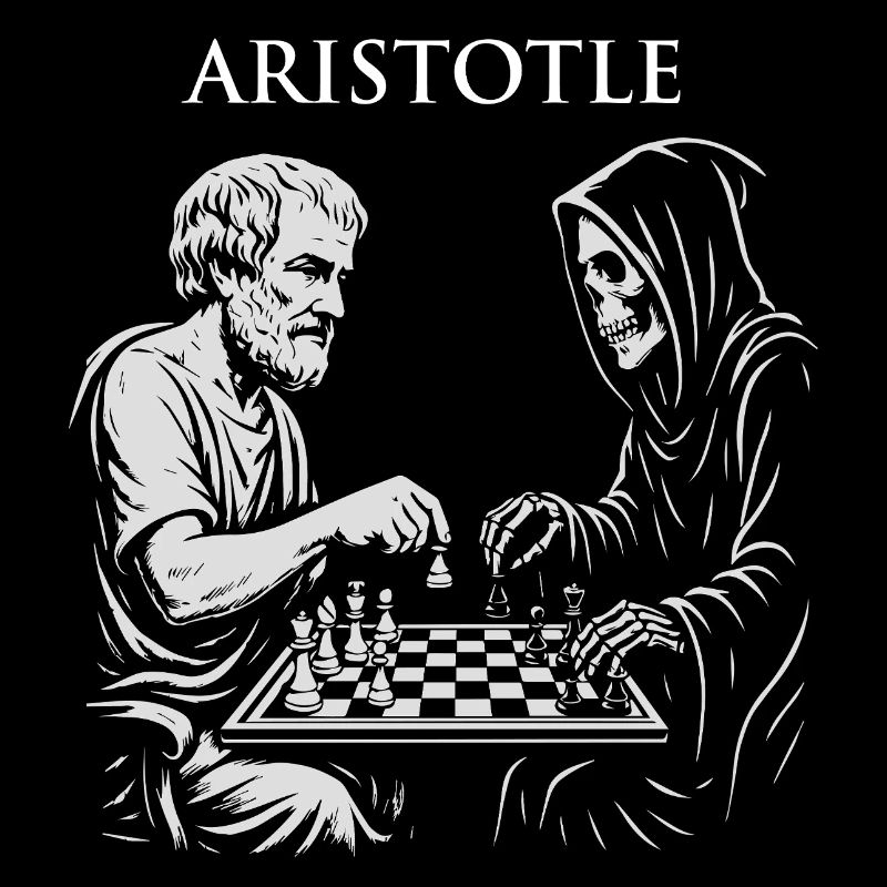 Aristote et Grim Raper Chess Illustration