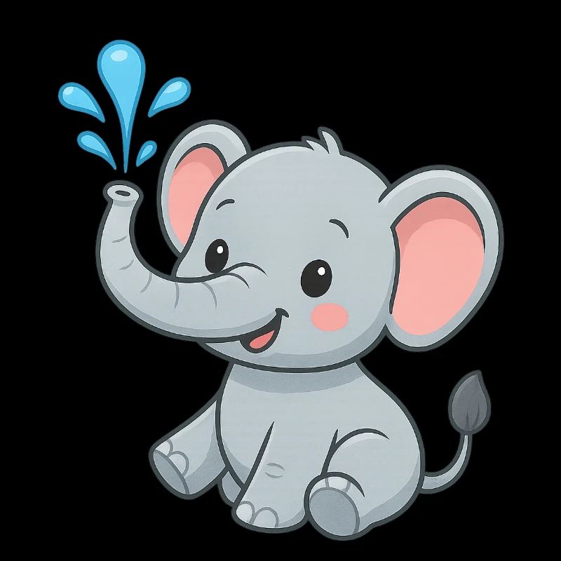 Cute elephant friend with water splash
