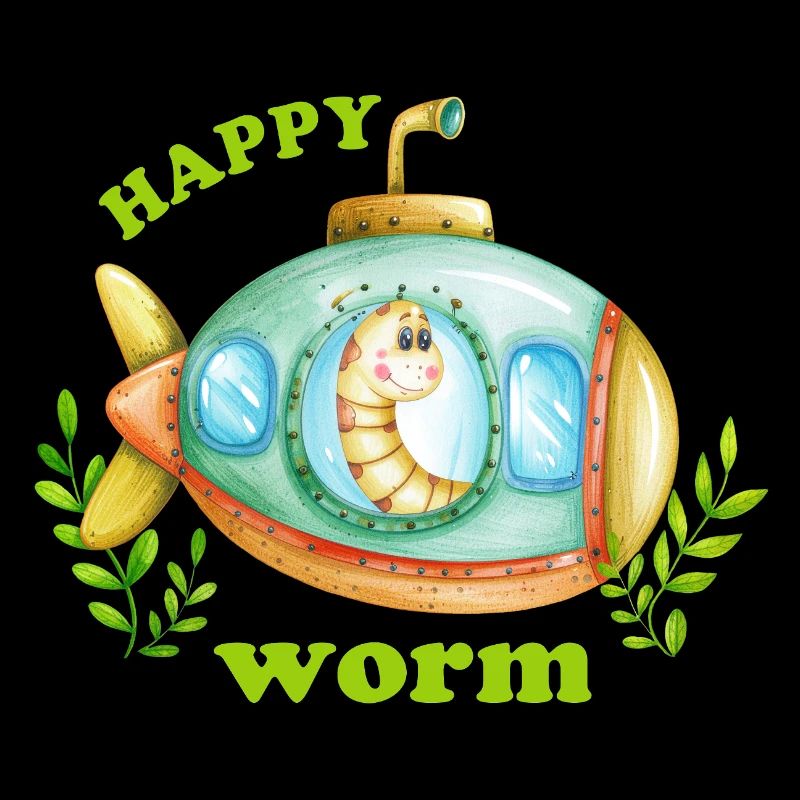 Happy earthworm in a submarine