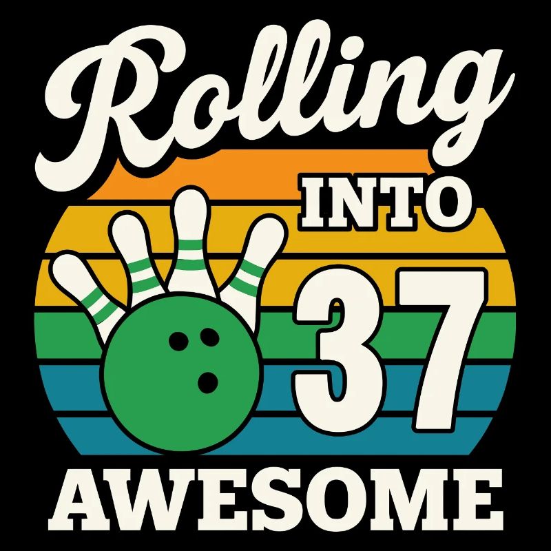 Bowling 37e anniversaire célébration graphique