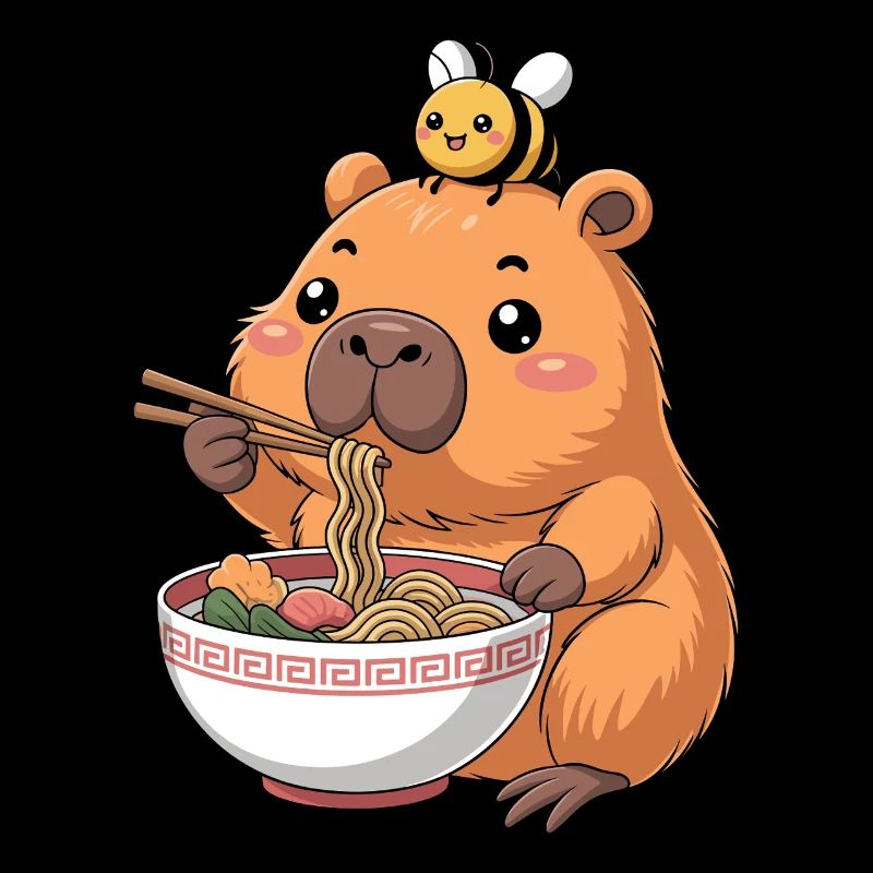 Capybara Ramen Mit Biene Kawaii