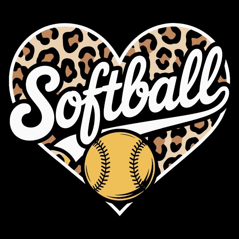 Leopard Muster Softball Herz Design