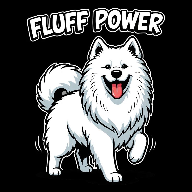Samojede Fluff Power Lächeln Flauschiger Hund