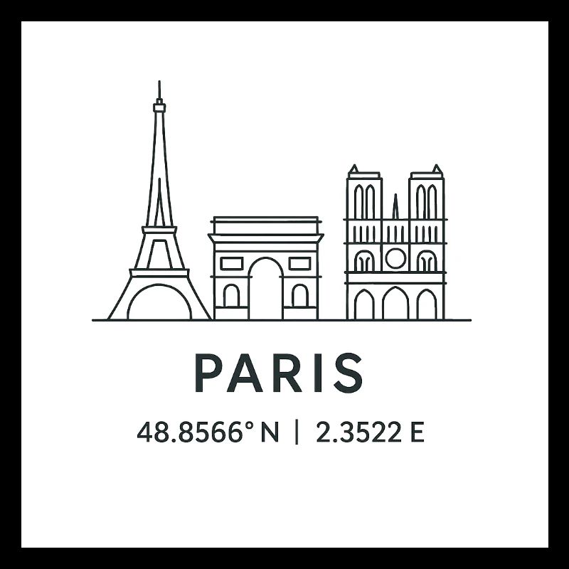 Paris Line Art Silhouette Landmark