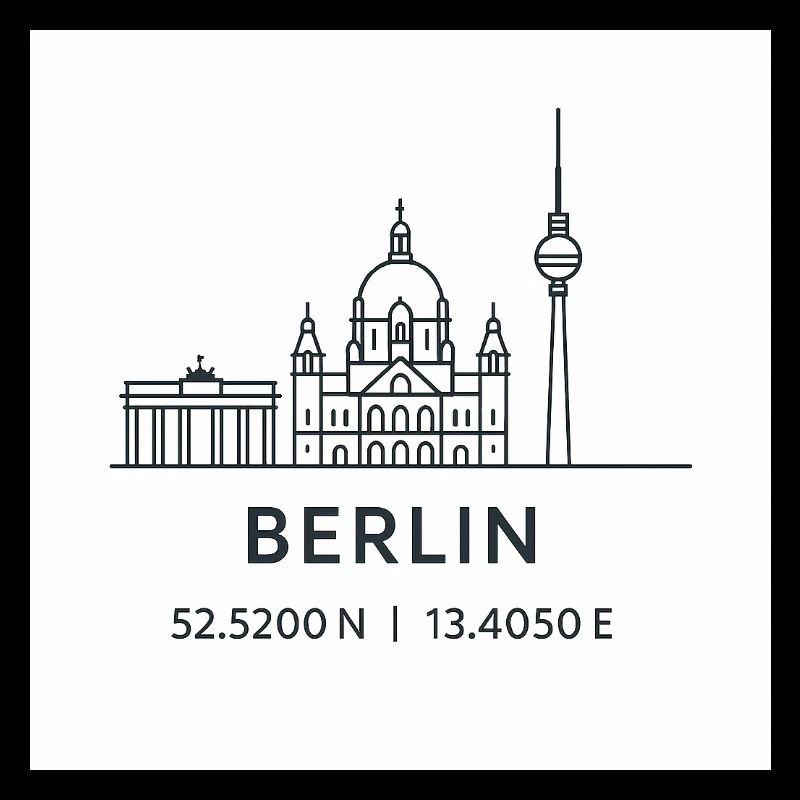 Berlin Line Art Silhouette Point de repère
