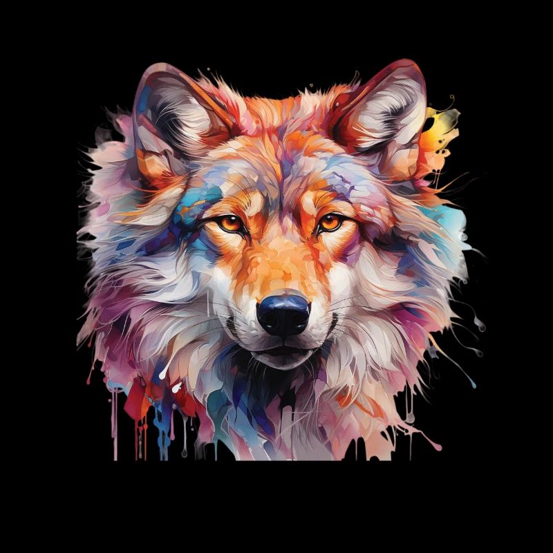 Bunter Wolf – Abstraktes Tierportrait Design