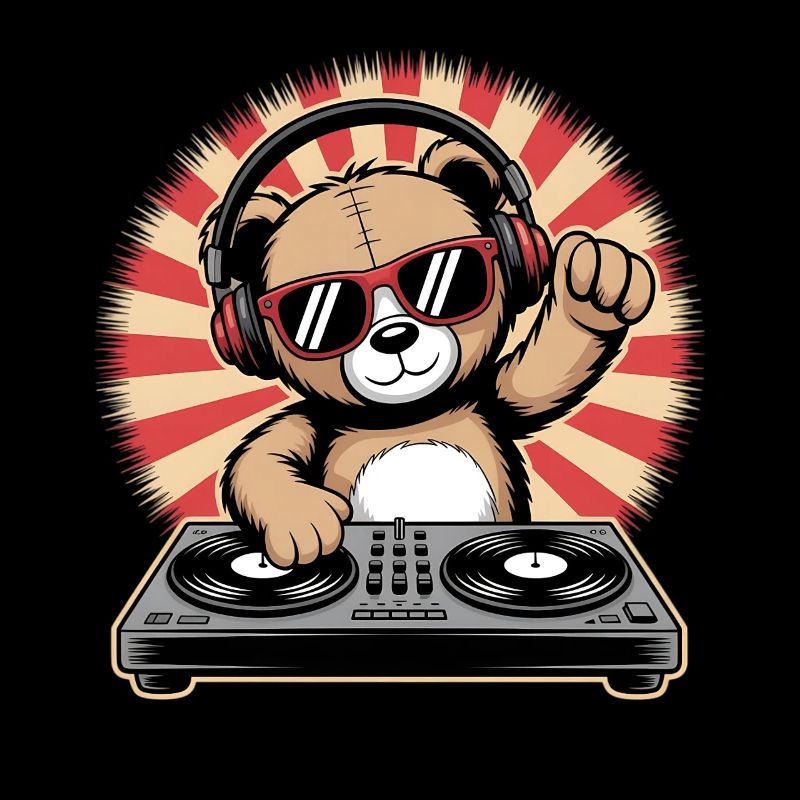 DJ Bär mit Kopfhörern
