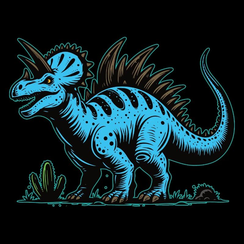 Blauer Mutanten Dinosaurier Design