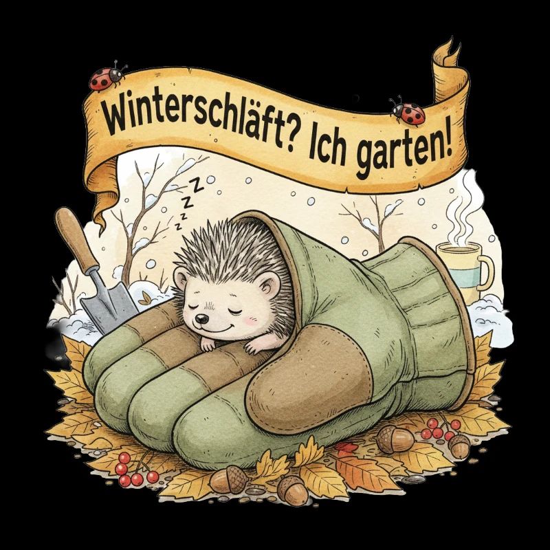 Igel schläft in Gartenhandschuh "Winterschläft? Ic
