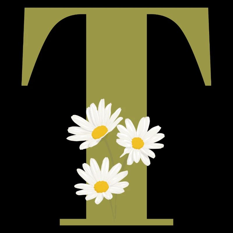 Buchstabe t grüne Gänseblümchen