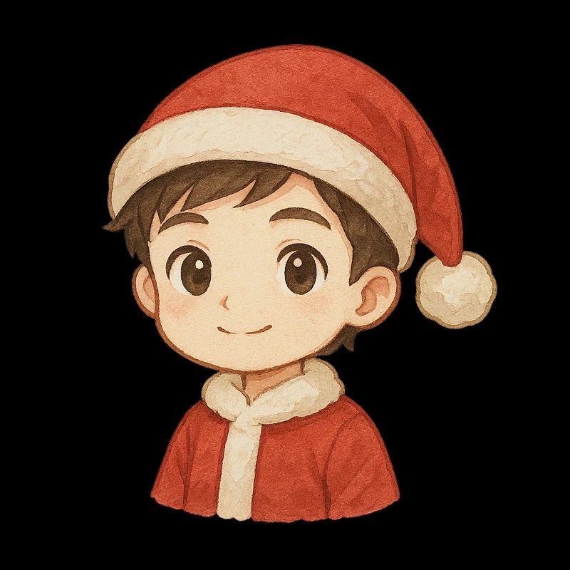 Chibi Acquerello di Natale – Babbo Natale Kawaii