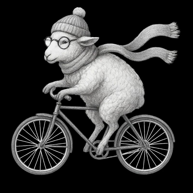 Sheep on Bicycle Vintage