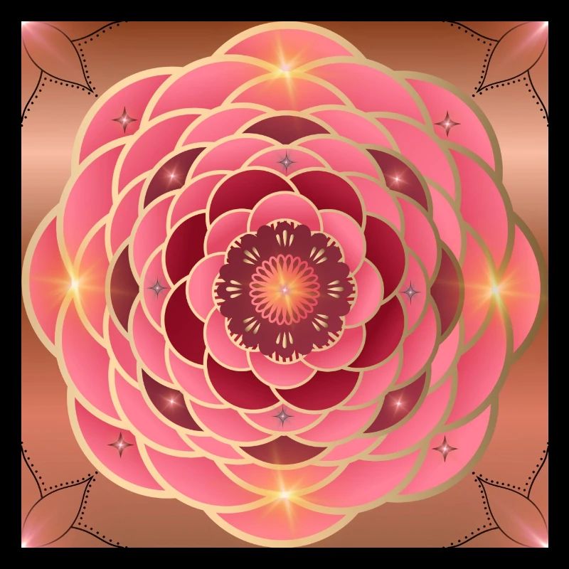 Bright golden rosé mandalas