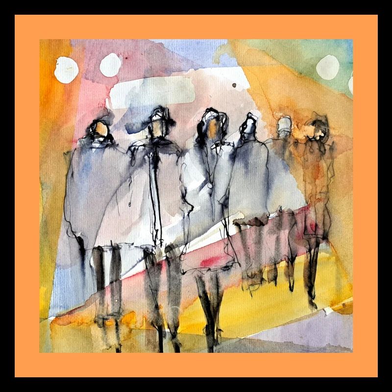 Menschen abstrakt, Aquarell 
