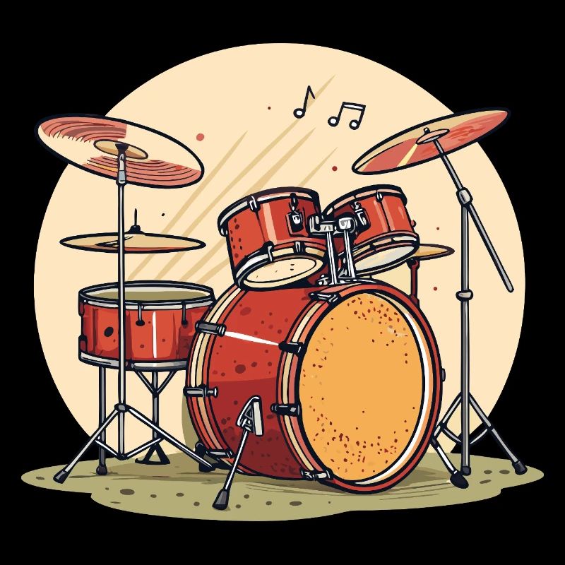 Drum Set in Watercolors Music Instruments
