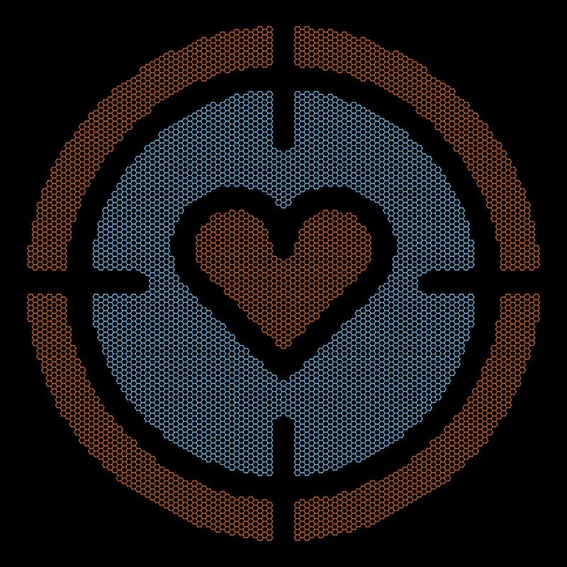Heart in Target Emblem, honeycomb pattern