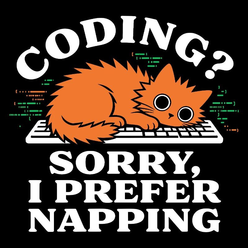 Coding? Sorry, I Prefer Napping Funny Cat
