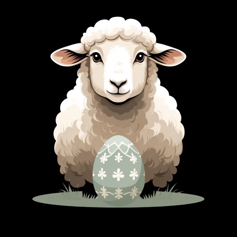 Cuddly lamb with Easter egg